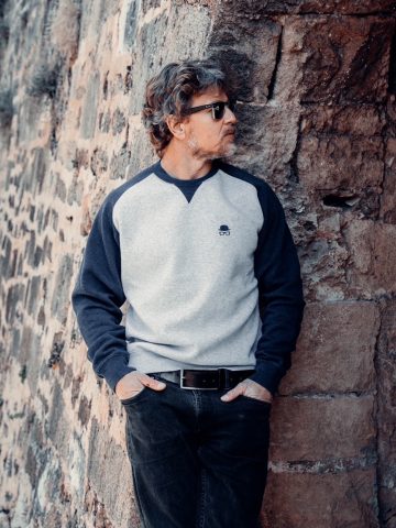 Sudadera Clásica bicolor azul y gris