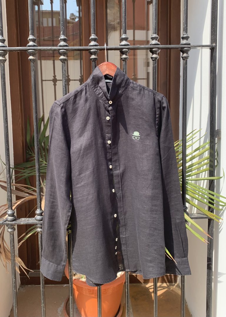 Camisa lino azul marino
